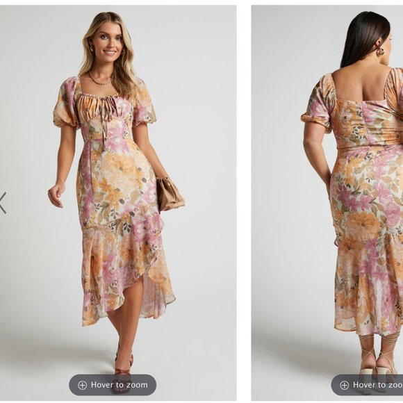 NWT Puff Sleeve Midi Dress - Picture 2 of 4